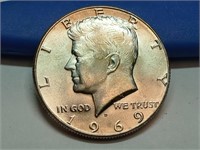 OF) UNC 1969 D Kennedy silver half dollar