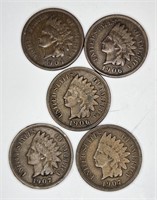 Lot of 5 better Quality Indian Head Cents