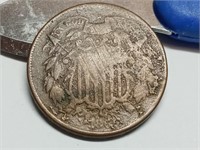 OF) 1865 Us 2 cent piece