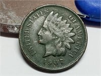 OF) 1907 full Liberty Indian head penny