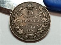 1912 Canada silver 25 cents