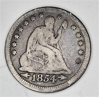 1854 w/Arrows Seated Liberty Quarter -$45 CPG