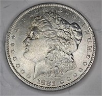 1881 o AU Plus Morgan Silver Dollar
