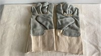 E2) XL leather/canvas work gloves, 11 1/2 “ long,