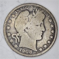 1908 o Barber Half Dollar