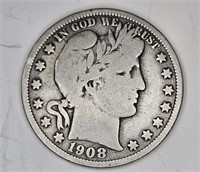 1908 d Barber Half Dollar