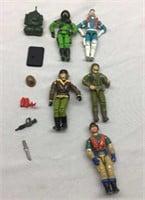 F11) FIVE OLDER GI JOES PLUS SOME ACCESSORIES