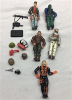 F11) FIVE OLDER GI JOES PLUS SOME ACCESSORIES