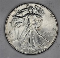 1945 AU BU Walking Liberty Half Dollar