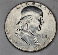 1952 AU Grade Franklin Half Dollar