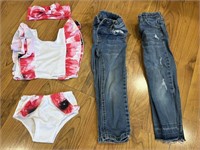 Girls jeans size 4T, bathing suit with cute