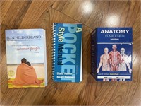 Misc items. Anatomy flashcards, book, manual on