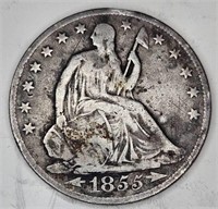 1855 o W/Arrows Seated Liberty Half Dollar- $150CG