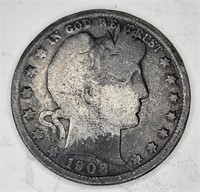 1908 o Barber Half Dollar