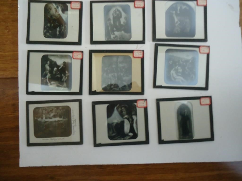 (E3) 10 old glass slides 3-1/4" X 4".