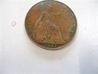 (E3) 1921 large English penny.