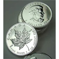 Lot of (10)  Canadian Maple Leaf 1 oz Silver