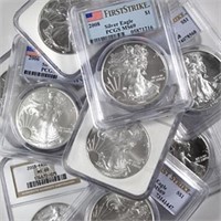 Lot of (20) US Silver Eagle MS 69 NGC-PCGS