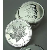Lot of (10) Random Date Silver Canadian Maple Leaf