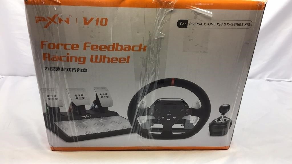 F7) NEW PXN V10 FORCE FEEDBACK RACING WHEEL WITH