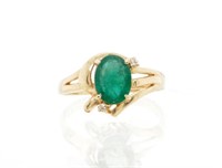 Emerald & 14ct yellow gold ring