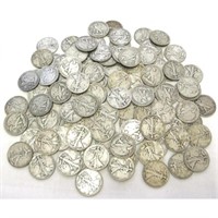 (50) Walking Liberty Half Dollars - 90% Silver