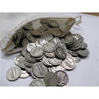 175 Mercury Dimes in Canvas Bag - 90% Silver