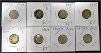 Group of 8 Roosevelt Silver Dimes including a