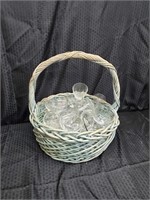 Vintage Basket and Stemware Lot