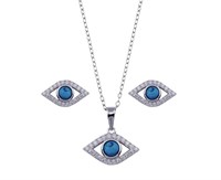 Sterling Silver Turquoise Evil Eye Set