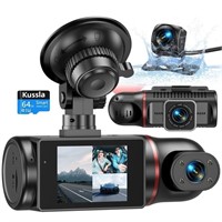 3 Channel Dash Cam Front and Rear Inside,...