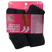 Fruit of the Loom Ladies Turn Cuff Socks- 6...