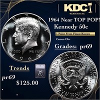 Proof 1964 Kennedy Half Dollar Near TOP POP! 50c G