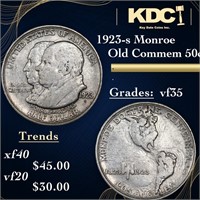 1923-s Monroe Old Commem Half Dollar 50c Grades vf