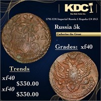 1795 EM Imperial Russia 5 Kopeks Ancient C# 59.3 G