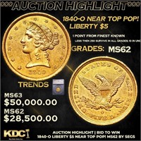 ***Auction Highlight*** 1840-o Gold Liberty Half E