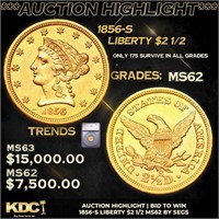 ***Auction Highlight*** 1856-s Gold Liberty Quarte