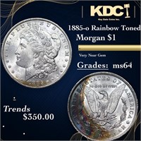 1885-o Morgan Dollar Rainbow Toned $1 Graded ms64