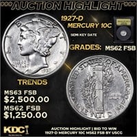 ***Auction Highlight*** 1927-d Mercury Dime 10c Gr