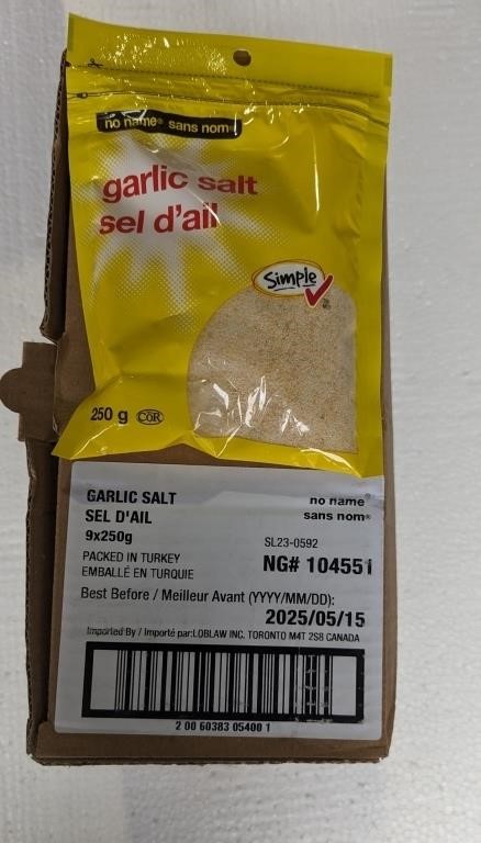 Garlic Salt 9x250g BB 5/2025