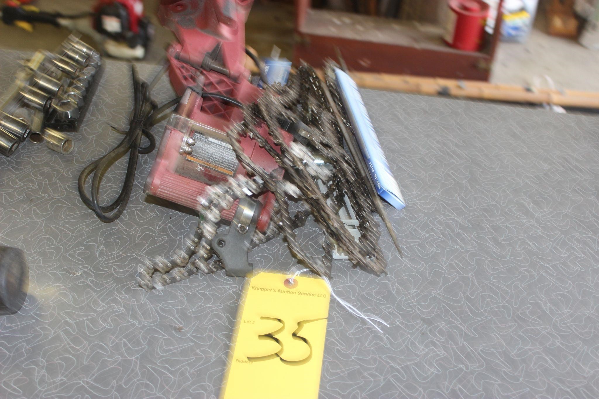 Chain saw sharpener & chains