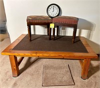 Coffee Table, Stools, & Clock
