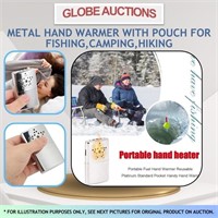 METAL HAND WARMER+POUCH FOR FISHING,CAMPING,HIKING