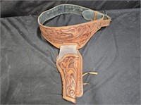 Leather Western Style Holster with Ammo Belt