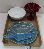 cake plate and server, decorative dishes