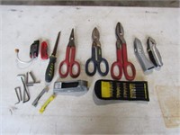 Tin Snips, Utility Knives, Bits, Saw, Misc. Tools