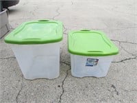 Two Matching Sterlite Totes with Green Lids