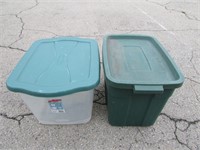 Two Totes with Lids, Rubbermaid Roughneck