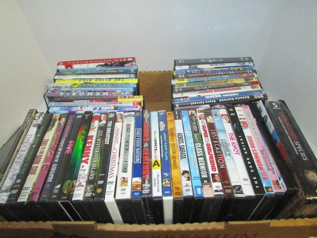 Box of 45-50est full of various DVD's, Movies