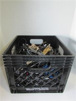 Black Crate of Full of Various Audio Cords